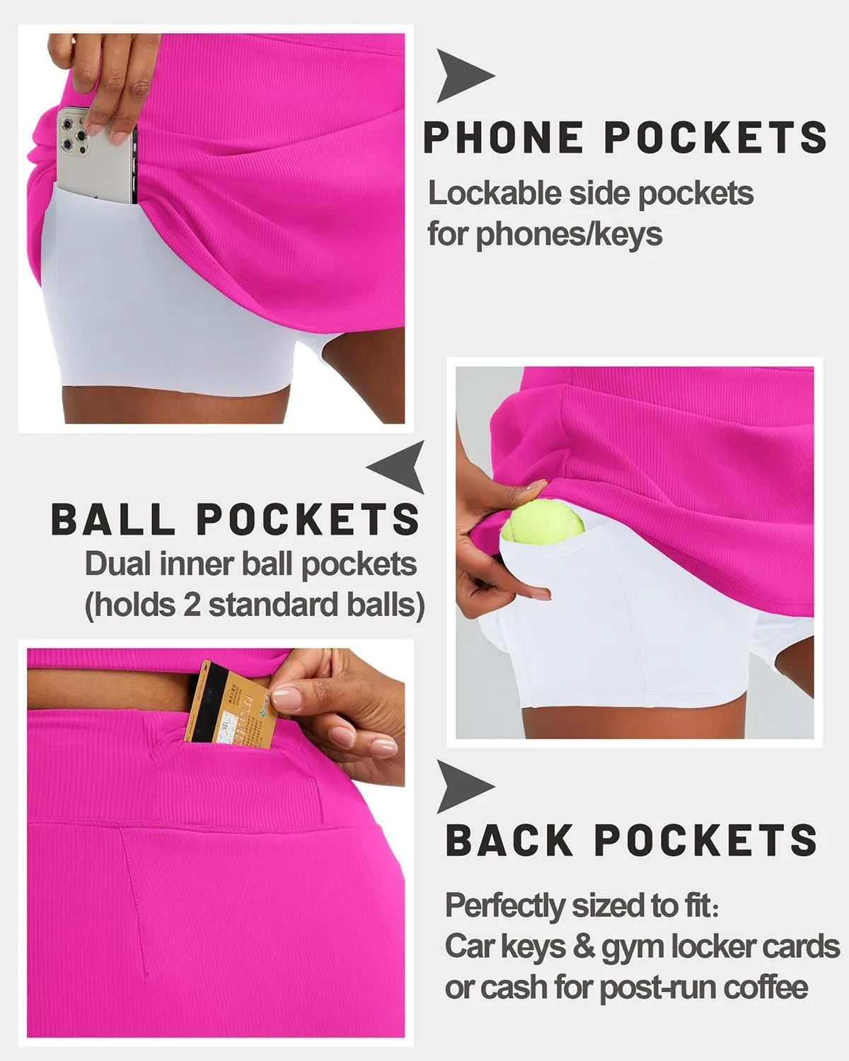 RUNNING GIRL Women's Tennis Skirts with Pockets High Waisted Tummy Control Casual Athletic Workout Golf Skorts