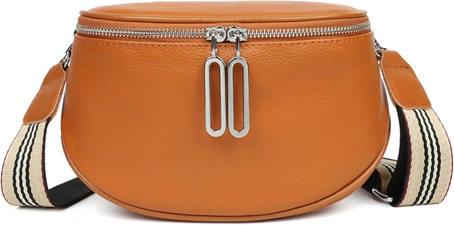 Saddle Shoulder Bag for Women Genuine Leather Fashion Crossbody Small Handbag Purse Clutch with Wide Strapbag2274OWOISS