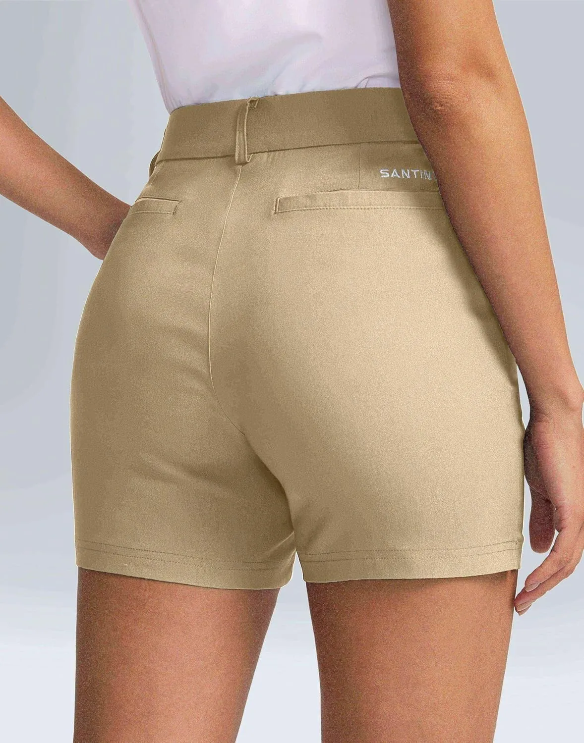 SANTINY Women's 5" Golf Shorts with Pockets Quick Dry Stretch Work Outdoor Hiking Shorts for Women Casual Summer