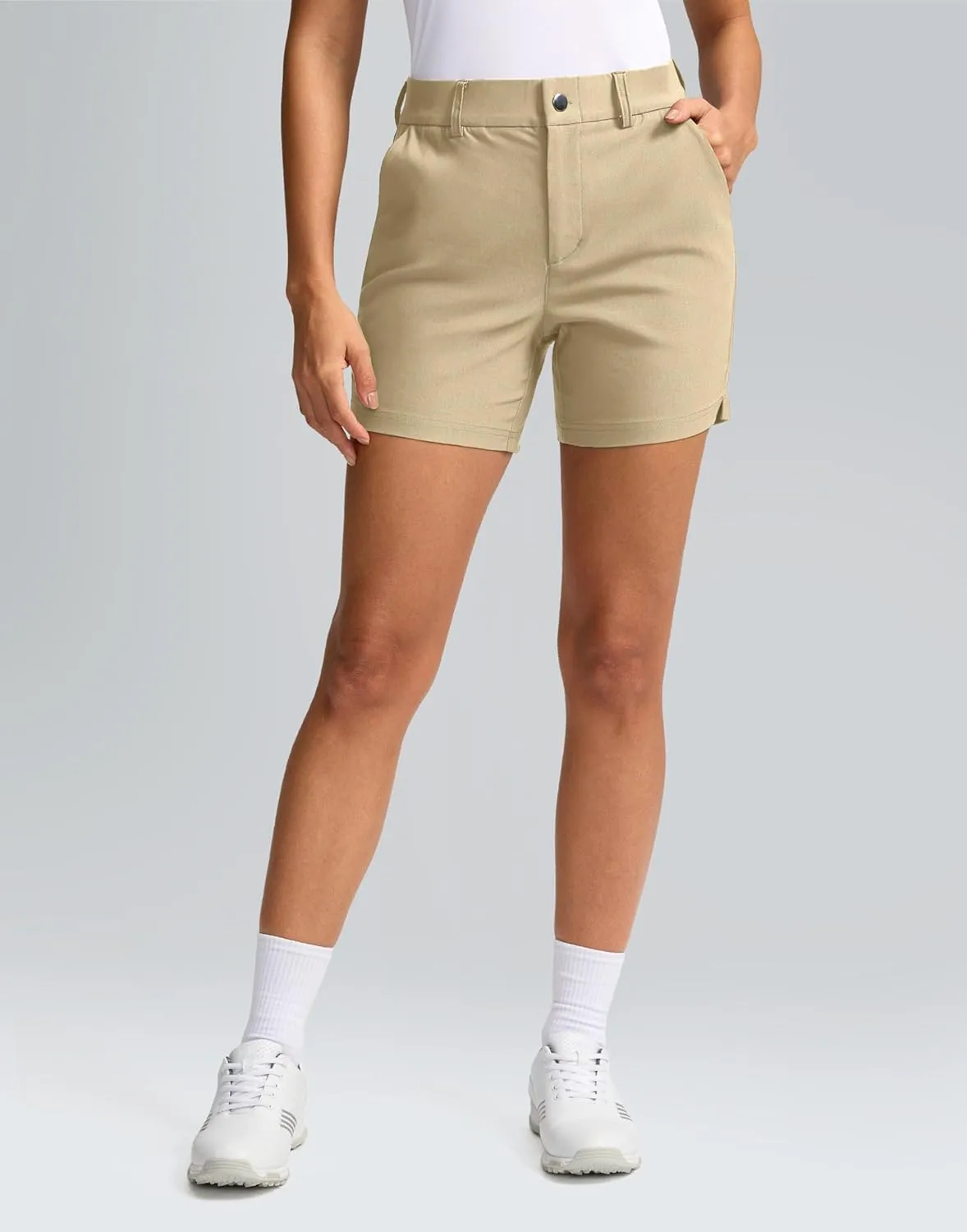 SANTINY Women's 5" Golf Shorts with Pockets Quick Dry Stretch Work Outdoor Hiking Shorts for Women Casual Summer