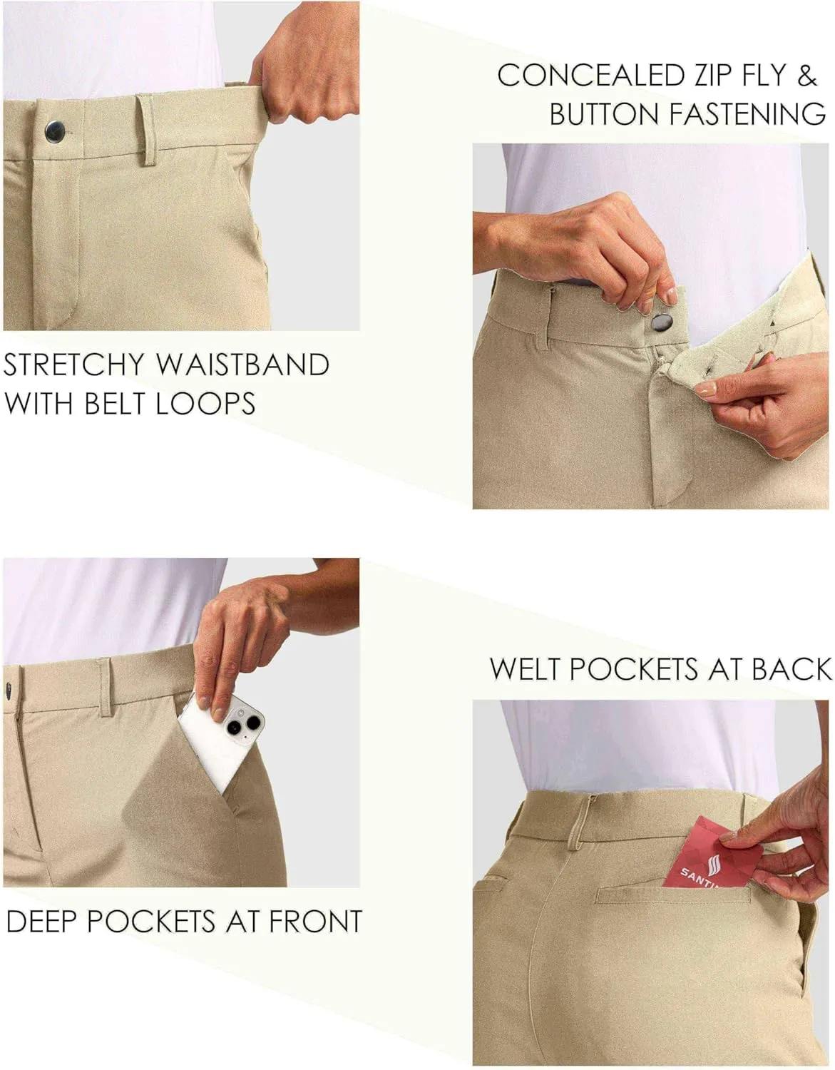 SANTINY Women's 5" Golf Shorts with Pockets Quick Dry Stretch Work Outdoor Hiking Shorts for Women Casual Summer