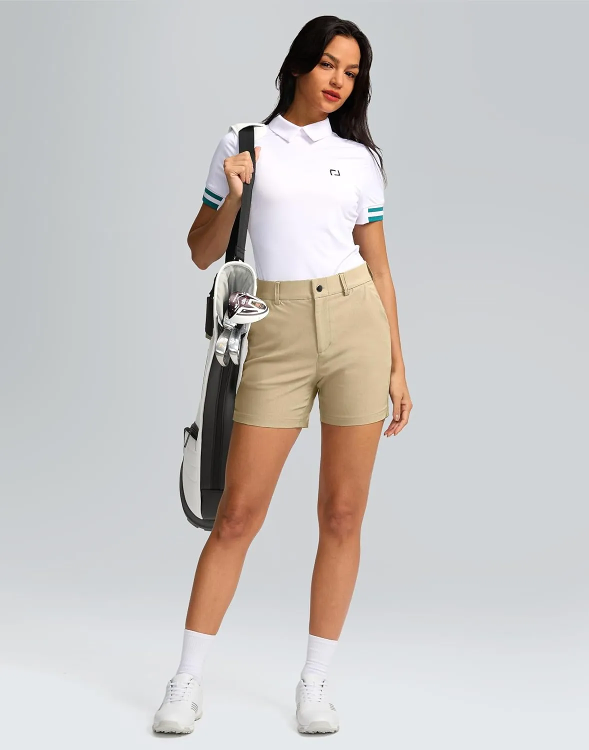 SANTINY Women's 5" Golf Shorts with Pockets Quick Dry Stretch Work Outdoor Hiking Shorts for Women Casual Summer