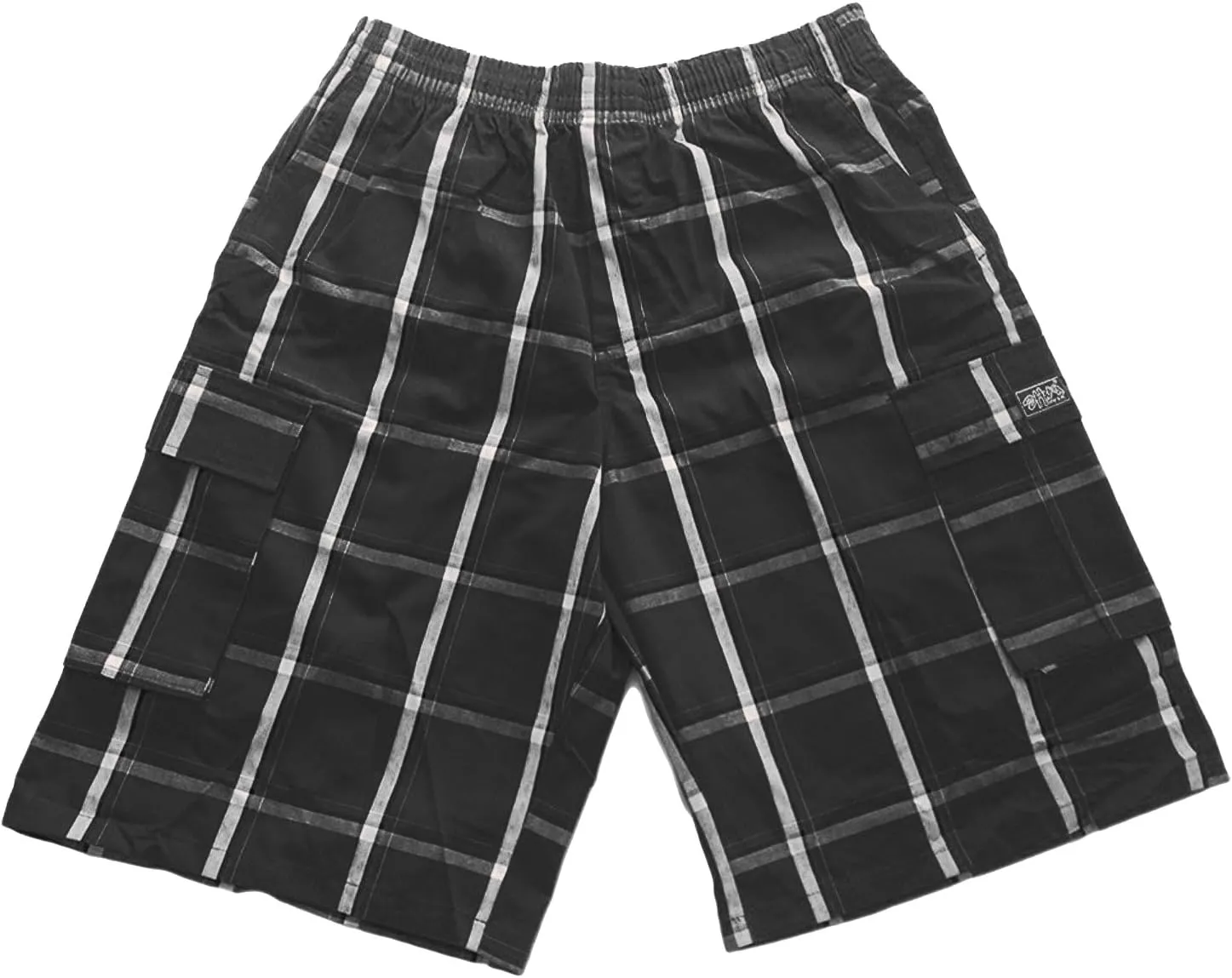 Shaka Wear Men's Cargo Shorts  Casual Plaid Relaxed Loose Fit Elastic Waist Multi Pocket Pants Regular Big S~5XL