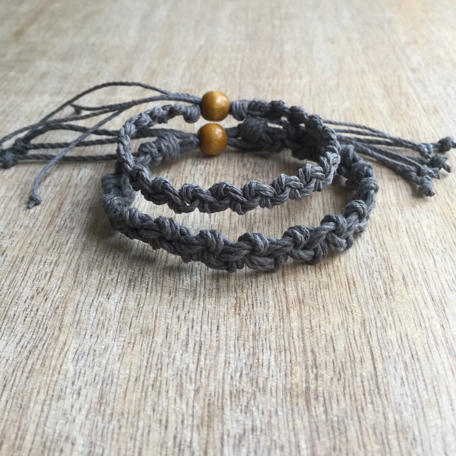 Shell Key Couples Gray Hemp Anklets