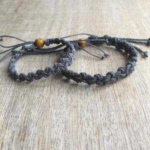 Shell Key Couples Gray Hemp Anklets