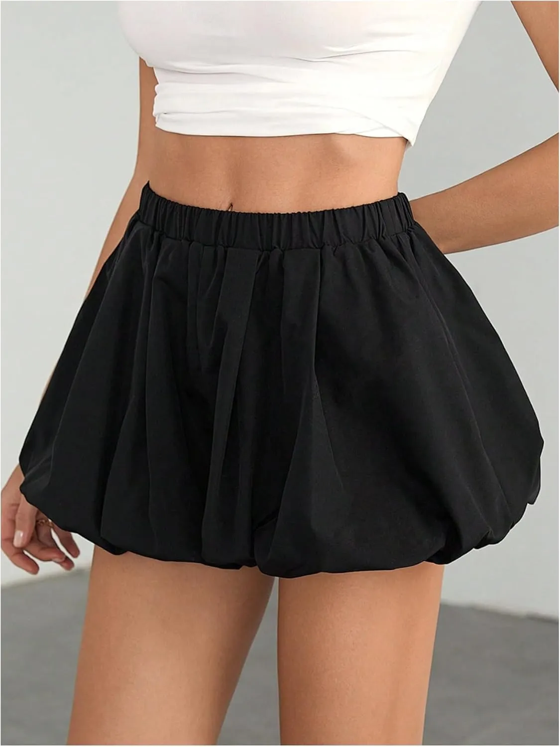 SOLY HUX Women's Y2k Bubble Skirt Shorts Elastic Waist Flared Cute Going Out Mini Skorts