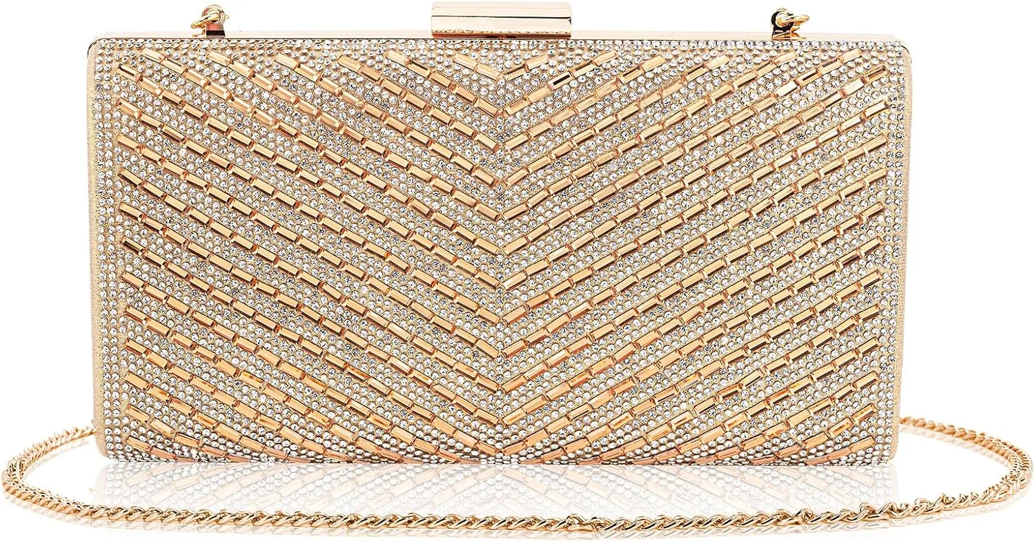 Sparkly Rhinestone Clutch for Bridal Glitter Metal Clasp Purse Formal Party and Wedding Evening Bag For Women