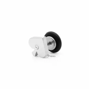 Stainless Steel Heart with CZ Fake Plug Earring
