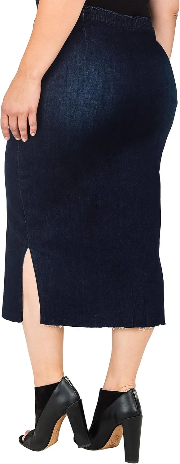 Standards & Practices Plus Size Modern Women Snap Button Frayed Hem Pencil Skirt