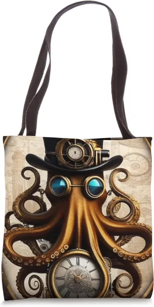 Steampunk Essentials Octopus Vintage Hat And Goggles Surreal Tote Bag