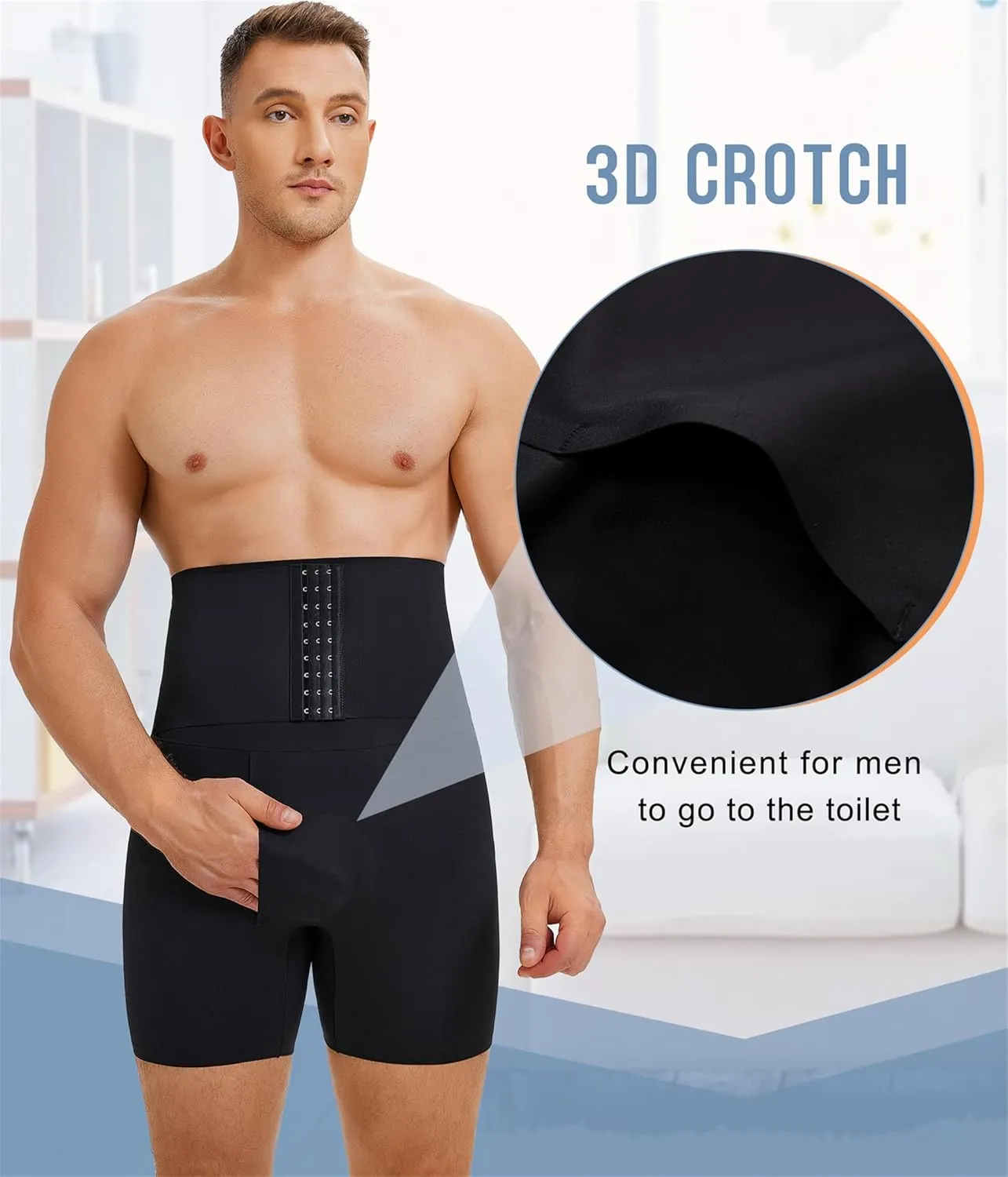 TAILONG Men's Shapewear Tummy Control Shorts High Waist Underwear Slimming Body Shaper Compression Boxer Brief