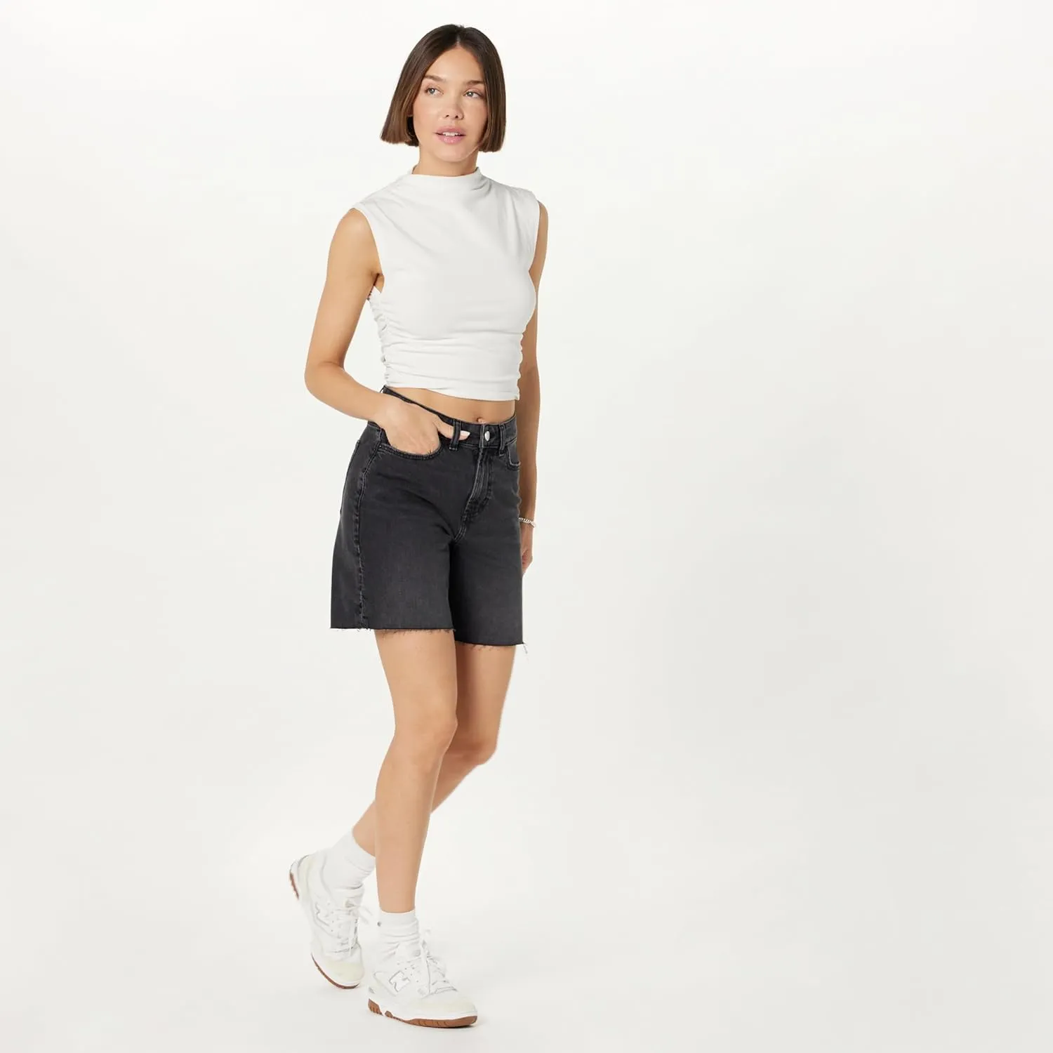 The Drop Women's Mari Long Relaxed Denim Short