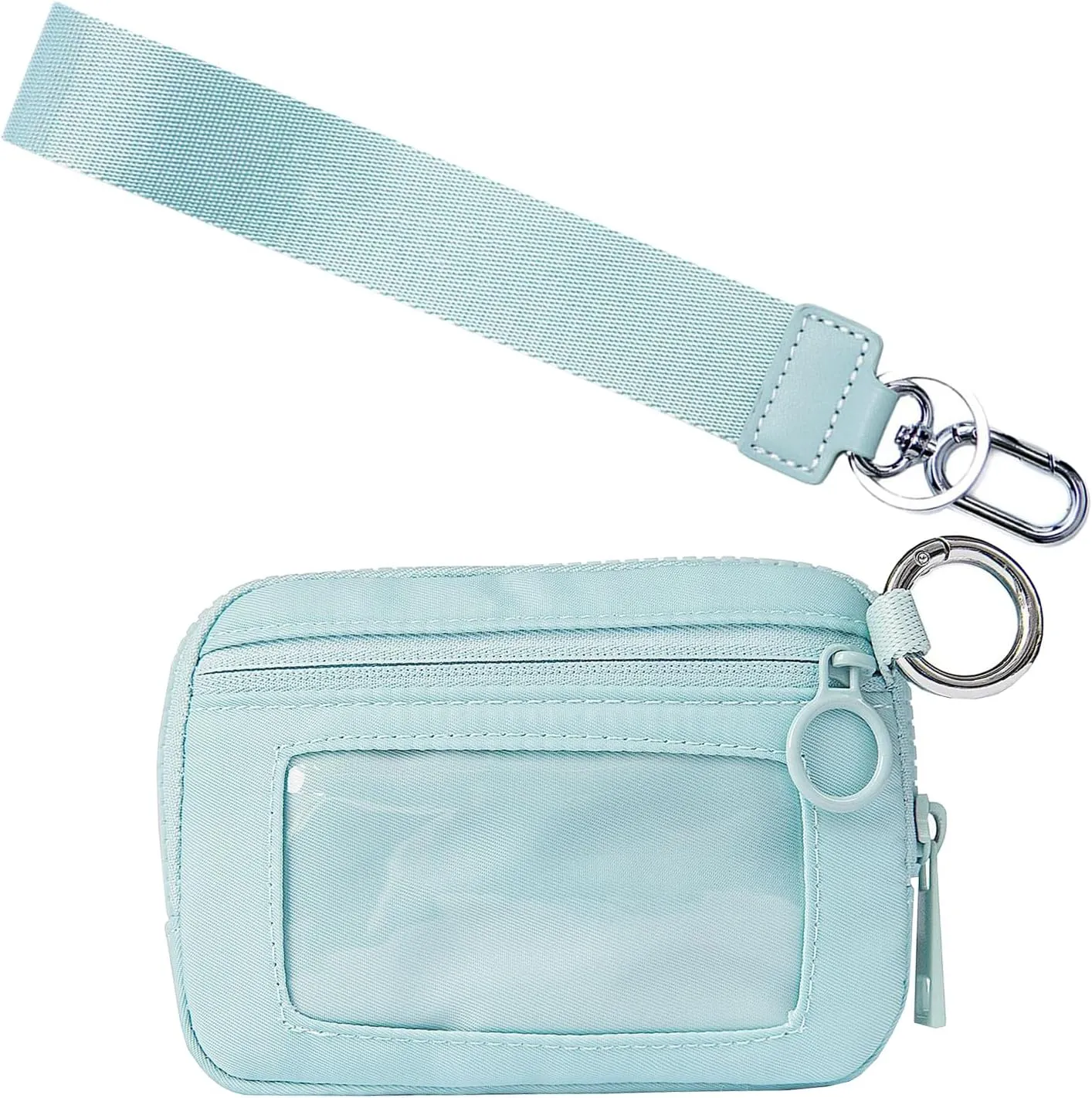 The Iris' Wallet 2nd Gen, The Iris Pouch Wristlet Zip Card Case With ID Window, Women Waterproof Nylon Keychain Wallet (blue)