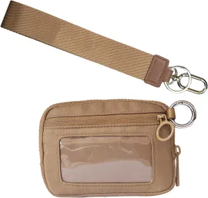 The Iris' Wallet 2nd Gen, The Iris Pouch Wristlet Zip Card Case With ID Window, Women Waterproof Nylon Keychain Wallet (caramel)