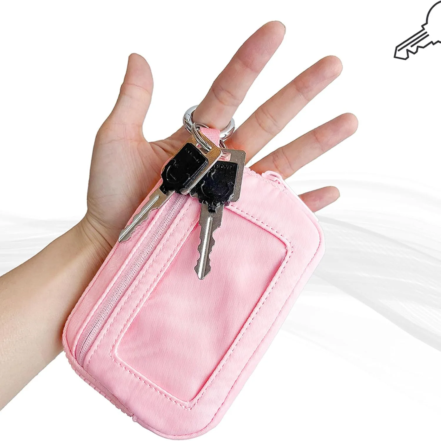 The Iris' Wallet 2nd Gen, The Iris Pouch Wristlet Zip Card Case With ID Window, Women Waterproof Nylon Keychain Wallet (caramel)