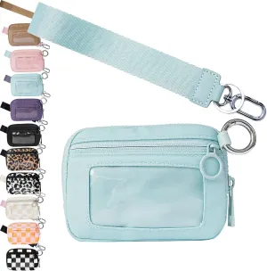 The Iris' Wallet 2nd Gen, The Iris' Wallet, Waterproof Pouch Wristlet Zip Card Case With ID Window, Keychain Ring (blue)