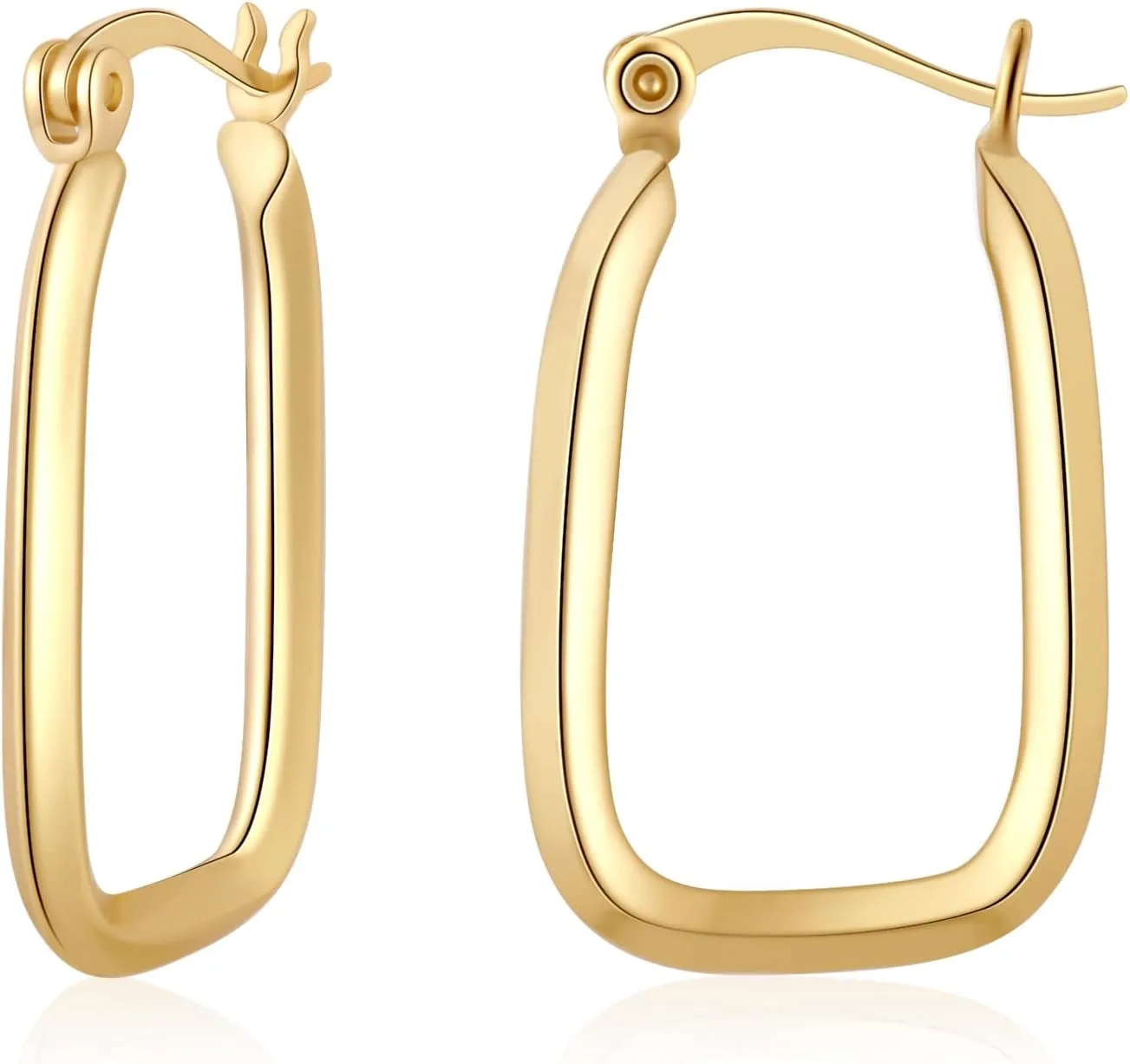 ToHeart 14k Gold Hoop Earrings for Womens Rectangle Hoop Earrings Gold Plated Small Hoops