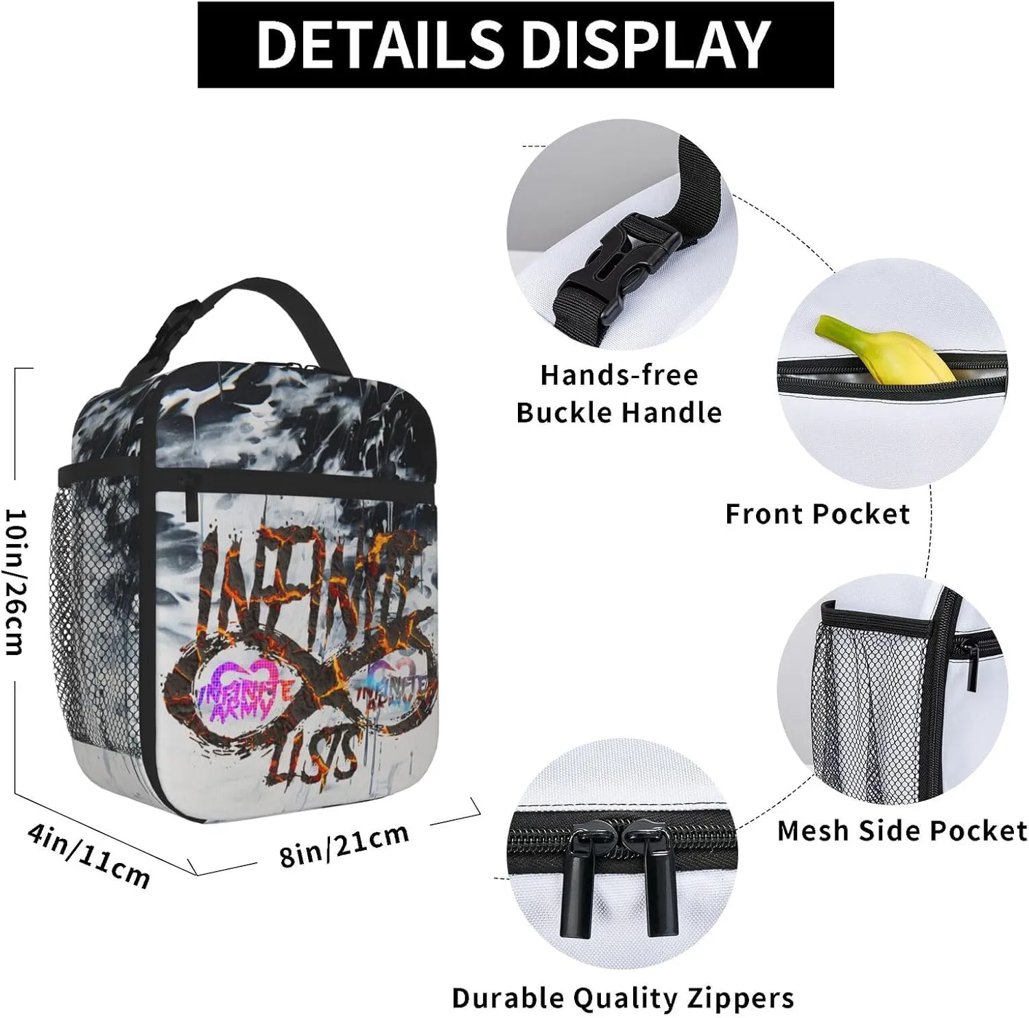 Towerfutu Unisex Lightweight Backpack With Handle Insulated Lunch Bag Big Capacity Travel Daypack Set, Black1