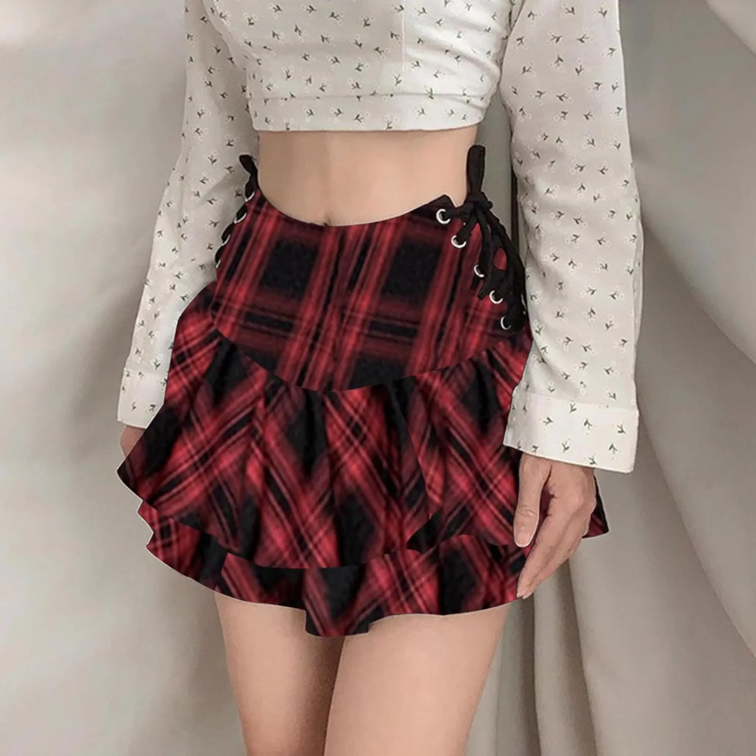 TSMNZMU Women's Goth Mini Skirts - Punk Grunge High Waist Emo Alt Mall Gothic Harajuku Lolita Skirts