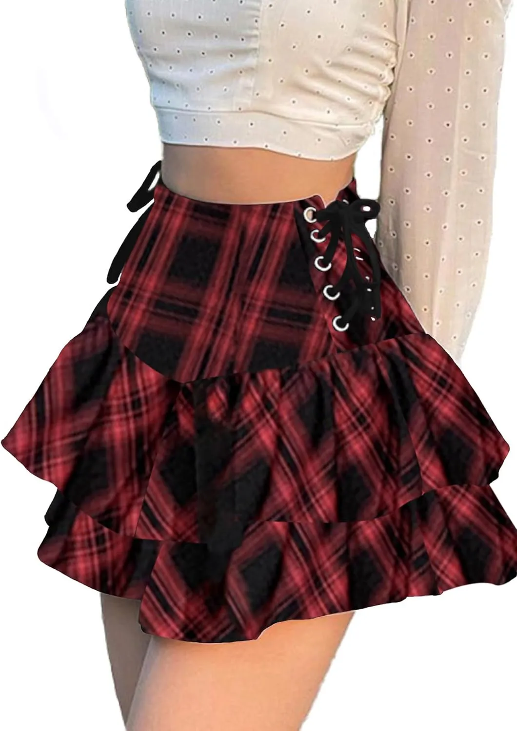 TSMNZMU Women's Goth Mini Skirts - Punk Grunge High Waist Emo Alt Mall Gothic Harajuku Lolita Skirts