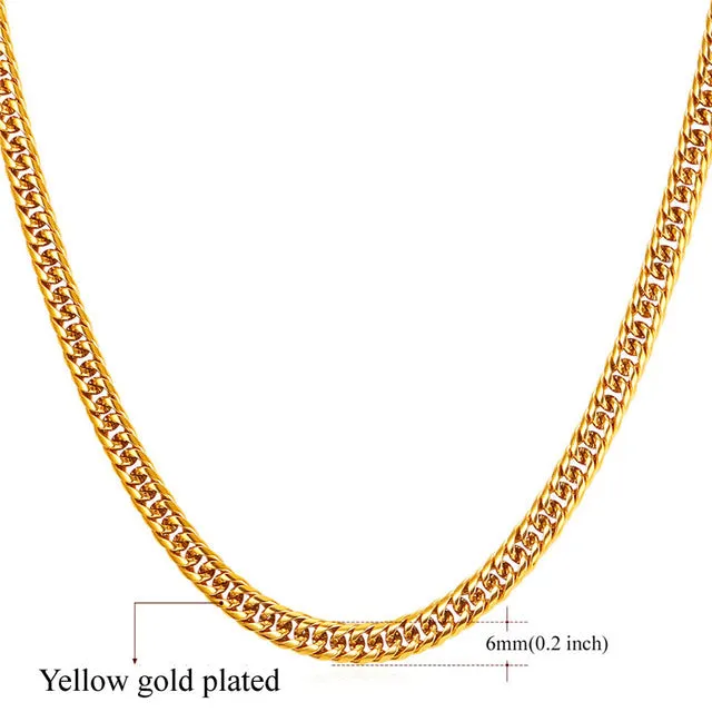 U7 Miami Cuban Chains For Men Jewelry Gold Color Thick Stainless Steel Long Big Chunky Necklace
