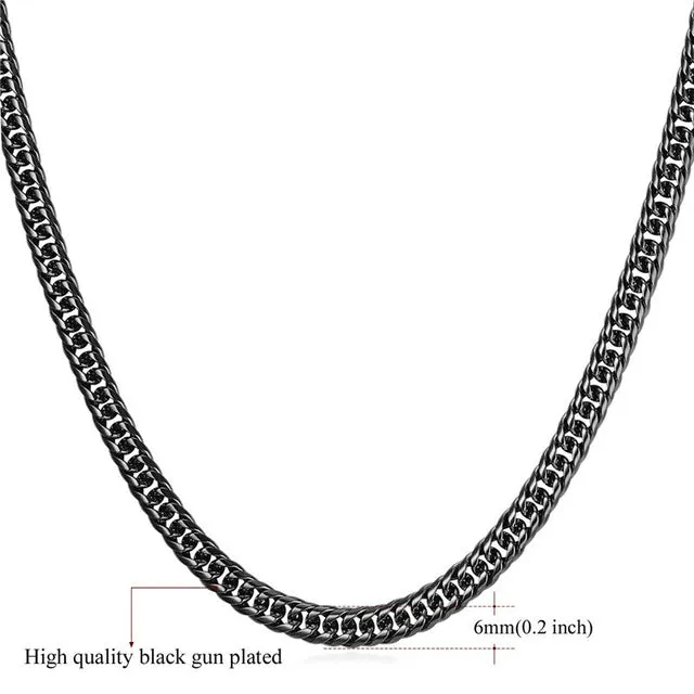 U7 Miami Cuban Chains For Men Jewelry Gold Color Thick Stainless Steel Long Big Chunky Necklace
