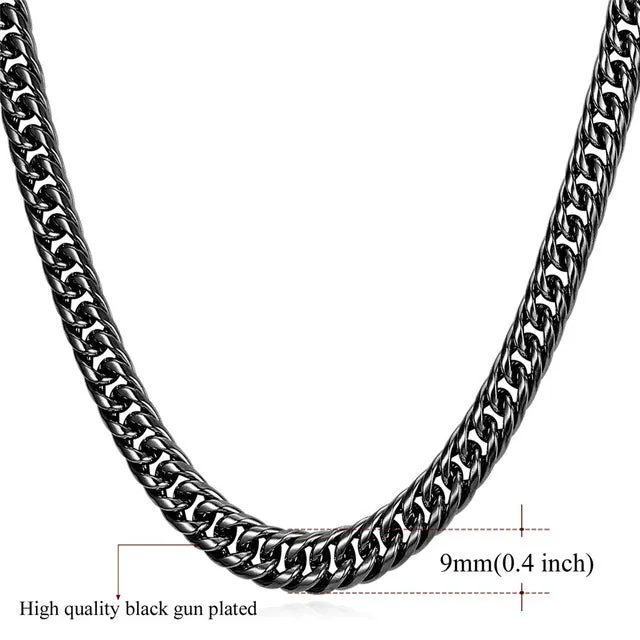 U7 Miami Cuban Chains For Men Jewelry Gold Color Thick Stainless Steel Long Big Chunky Necklace