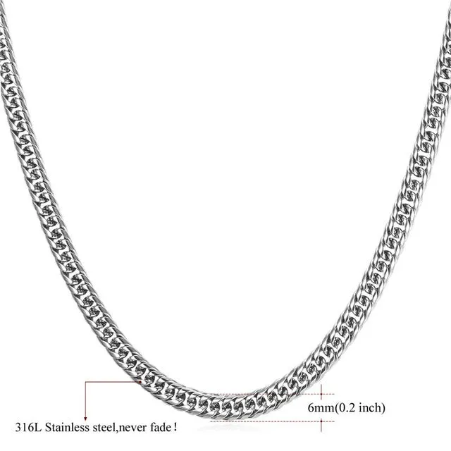 U7 Miami Cuban Chains For Men Jewelry Gold Color Thick Stainless Steel Long Big Chunky Necklace