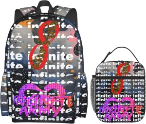 Unisex Lightweight Backpack With Handle Insulated Lunch Bag Big Capacity Travel Daypack Set, Black2