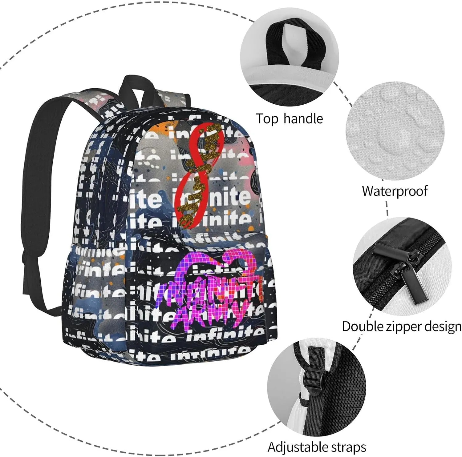 Unisex Lightweight Backpack With Handle Insulated Lunch Bag Big Capacity Travel Daypack Set, Black2