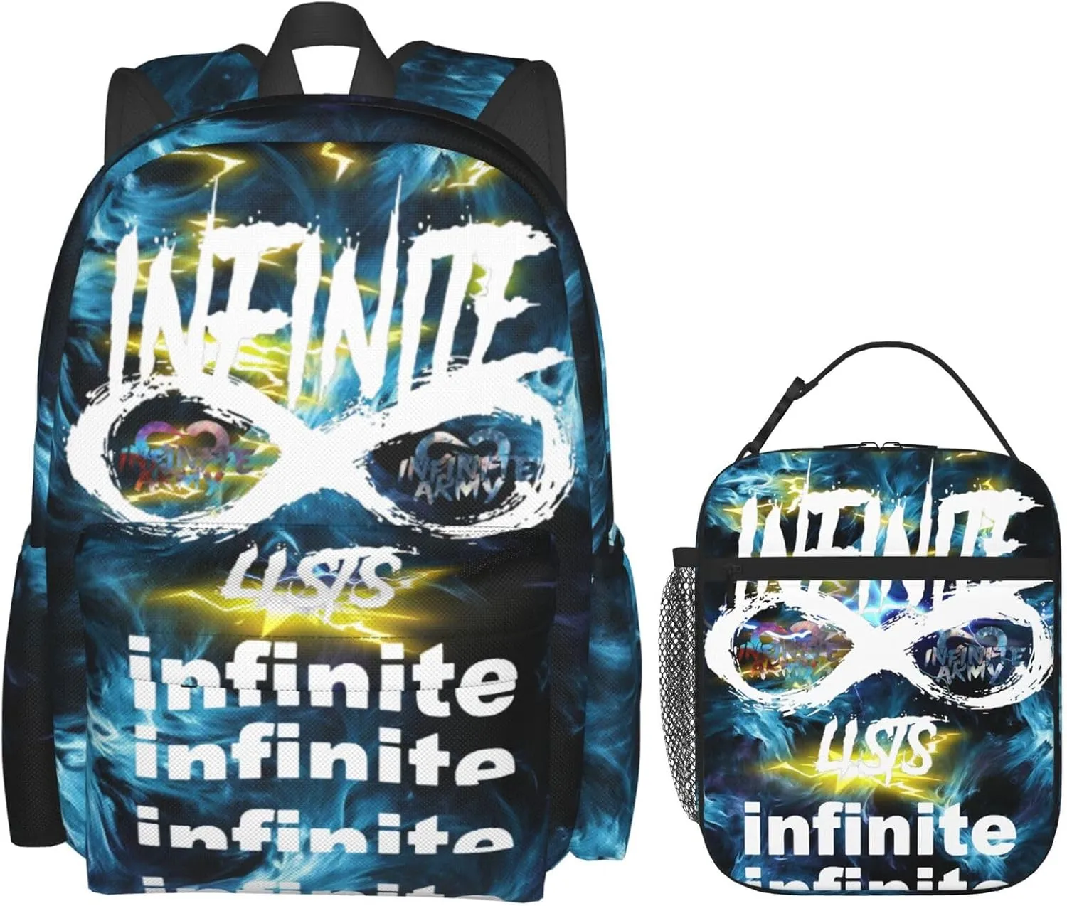 Unisex Lightweight Backpack With Handle Insulated Lunch Bag Big Capacity Travel Daypack Set, Black3