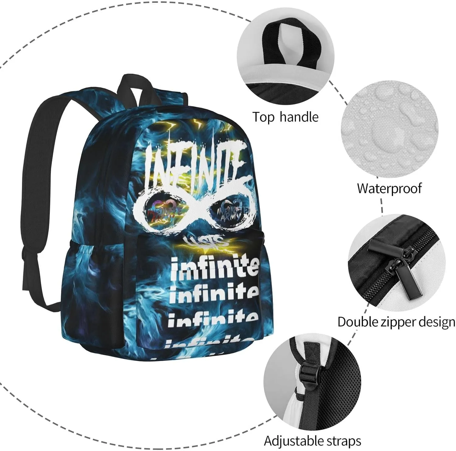 Unisex Lightweight Backpack With Handle Insulated Lunch Bag Big Capacity Travel Daypack Set, Black3