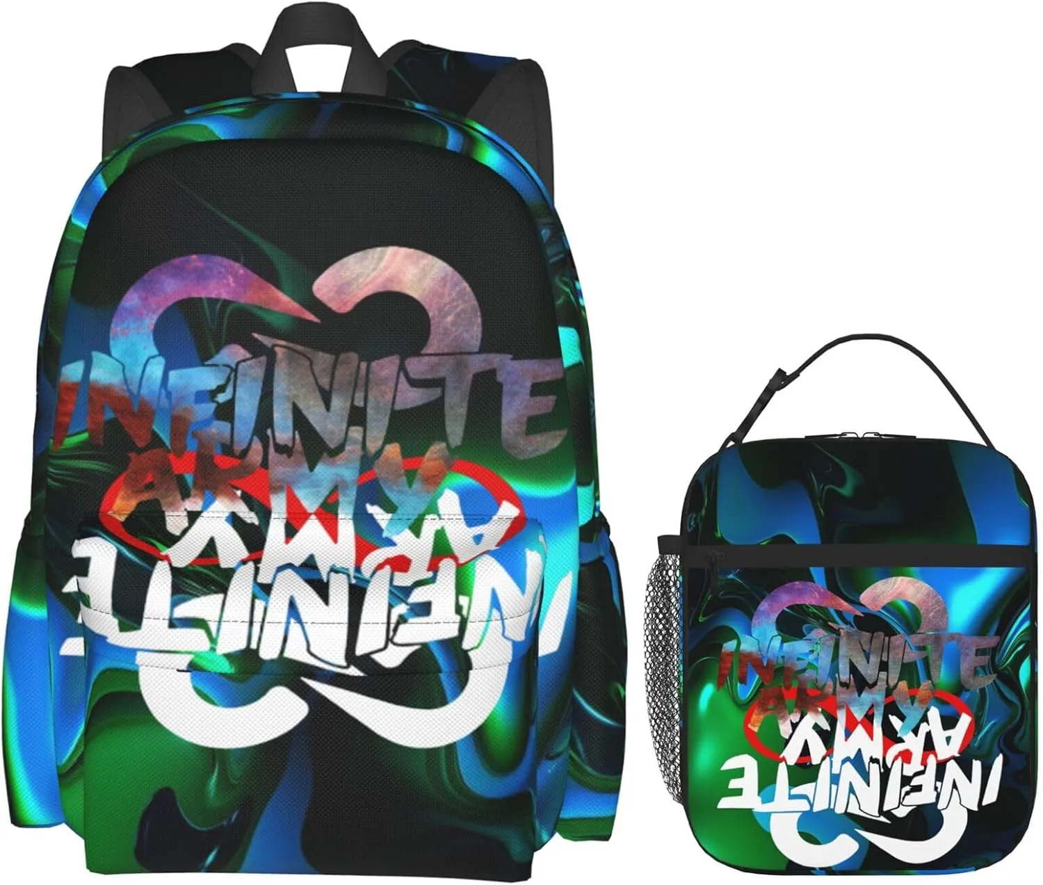 Unisex Lightweight Backpack With Handle Insulated Lunch Bag Big Capacity Travel Daypack Set, Black4
