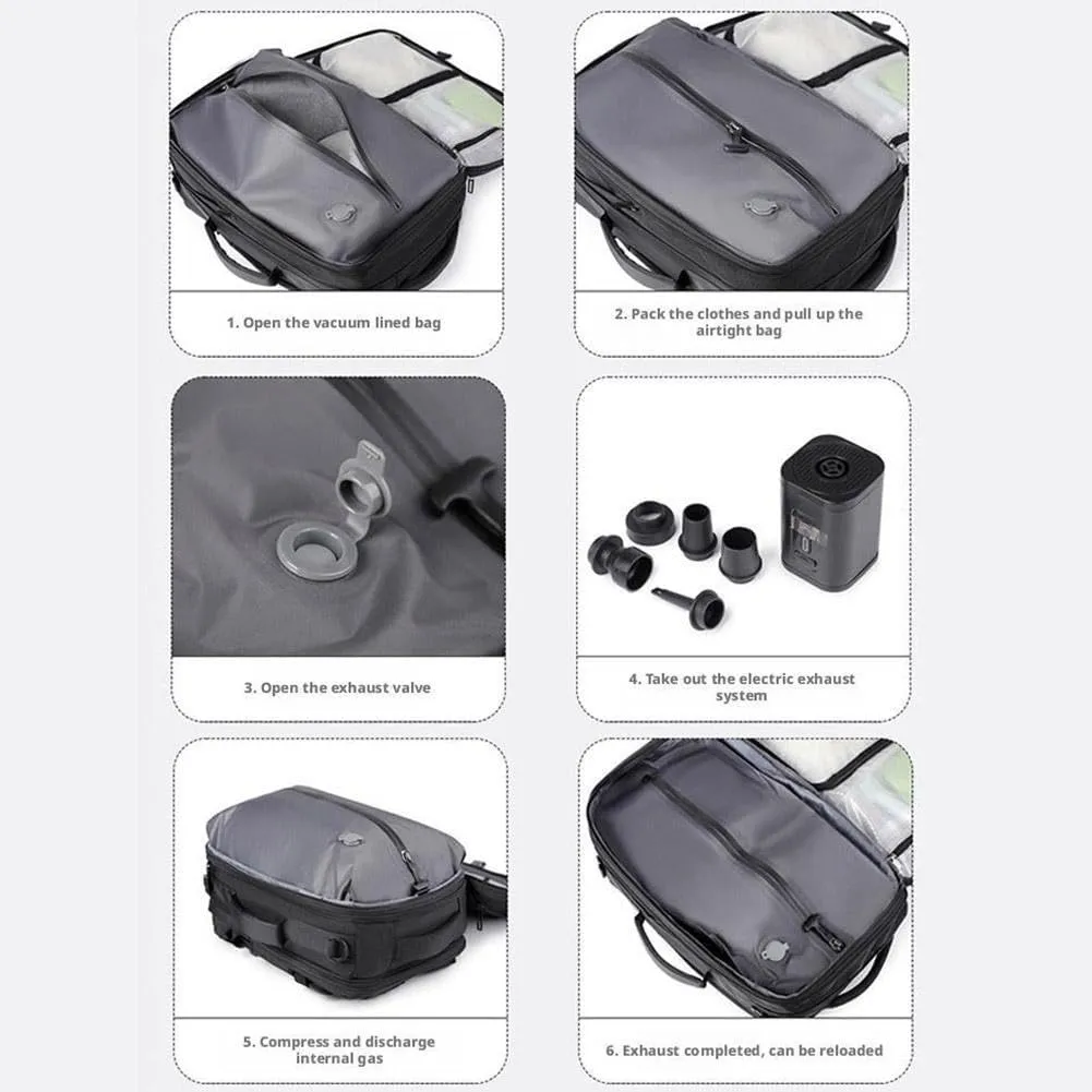Vacuum Backpack Travel, Vacuum Seal Compression Backpack Travel, Personal Item Carry On Bag Flight Approved Laptop Work Seal Compression Backpacks, Ideal for Travel/Camping/Laptop