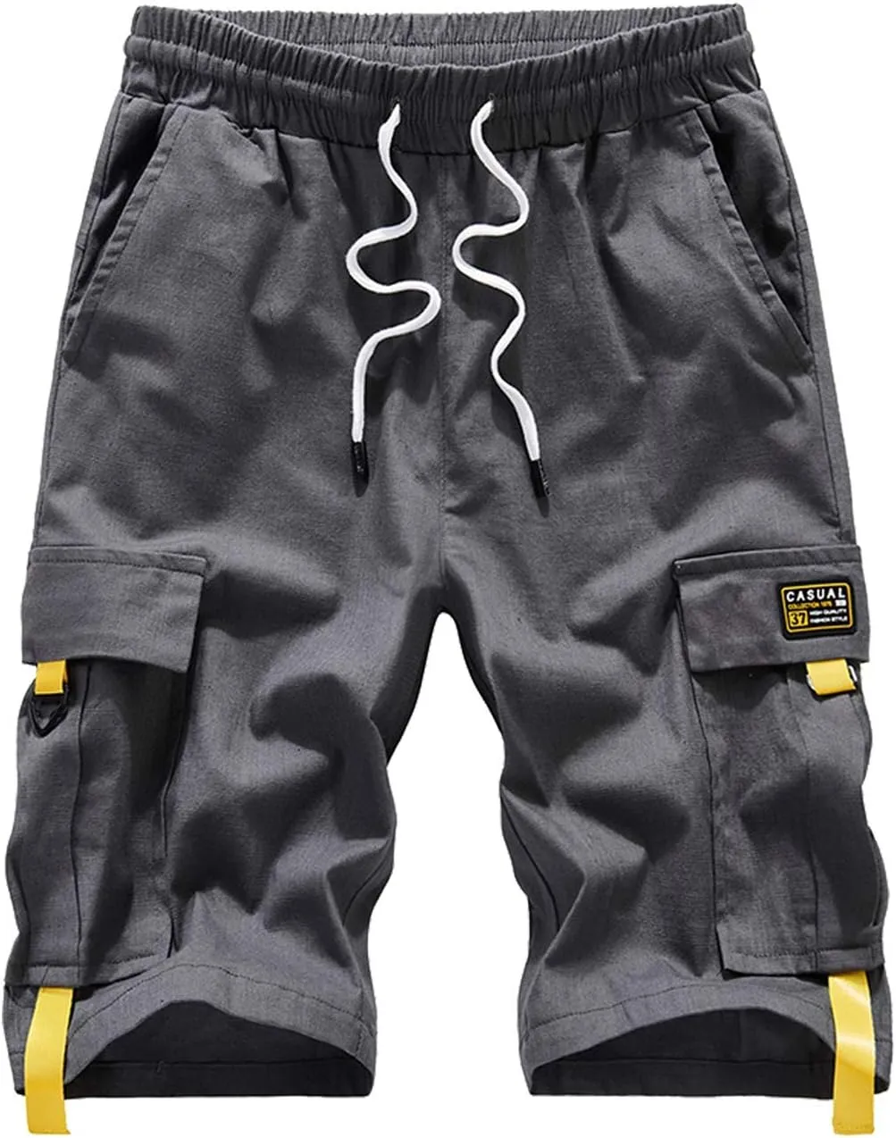 Vcansion Women's Casual Cotton Elastic Waist Drawstring Loose Fit Outdoor Multi-Pockets Cargo Shorts