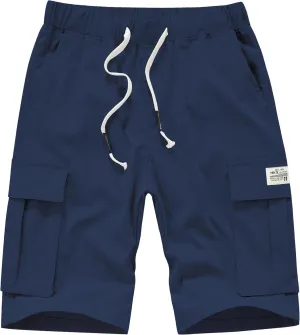 Vcansion Women's Casual Elastic Waist Drawstring Relaxed Fit Multi-Pockets Cotton Cargo Shorts