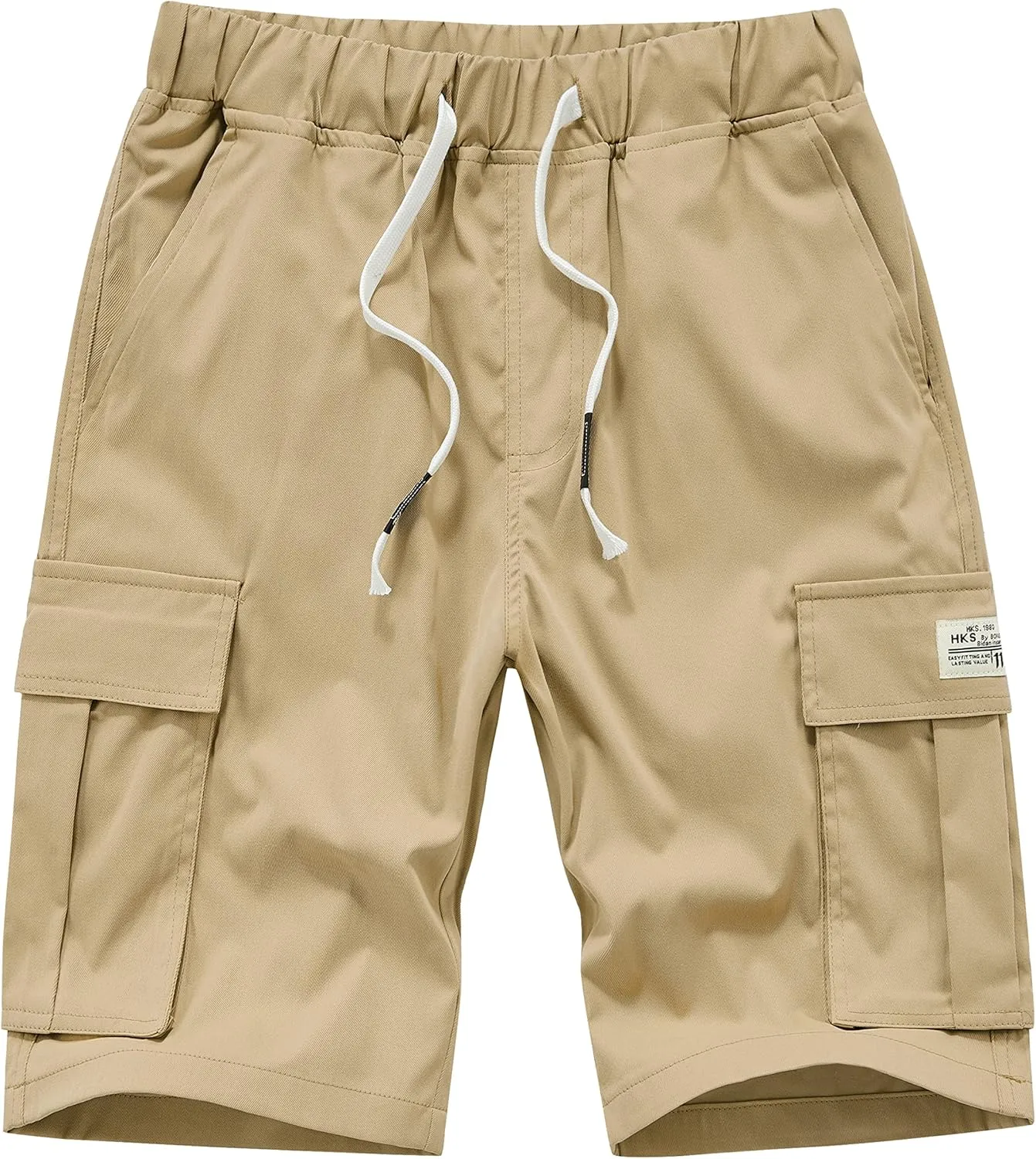 Vcansion Women's Casual Elastic Waist Drawstring Relaxed Fit Multi-Pockets Cotton Cargo Shorts