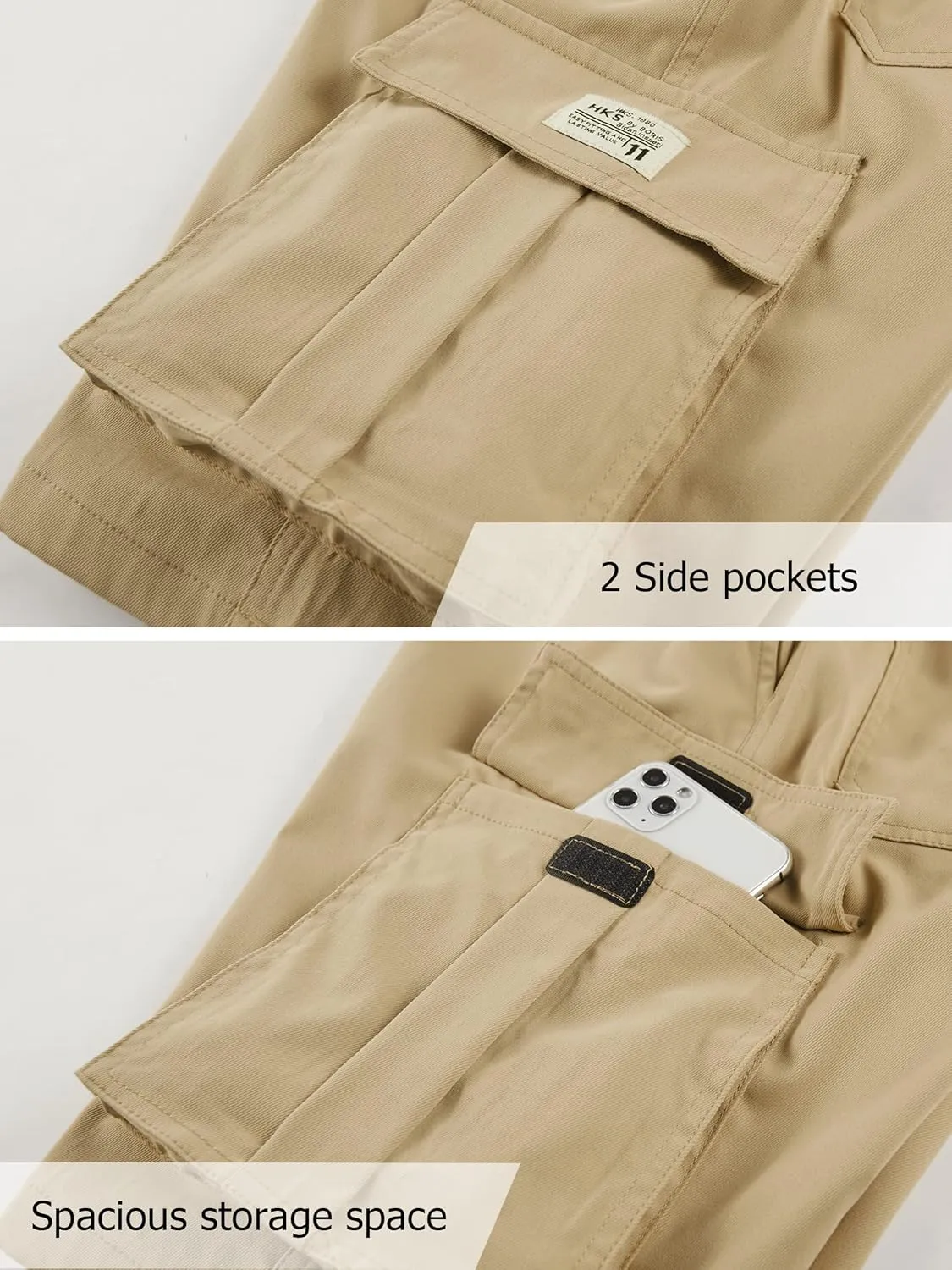 Vcansion Women's Casual Elastic Waist Drawstring Relaxed Fit Multi-Pockets Cotton Cargo Shorts
