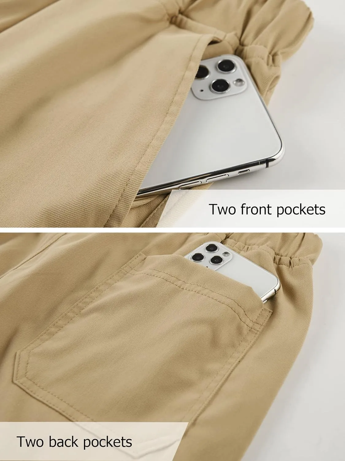 Vcansion Women's Casual Elastic Waist Drawstring Relaxed Fit Multi-Pockets Cotton Cargo Shorts