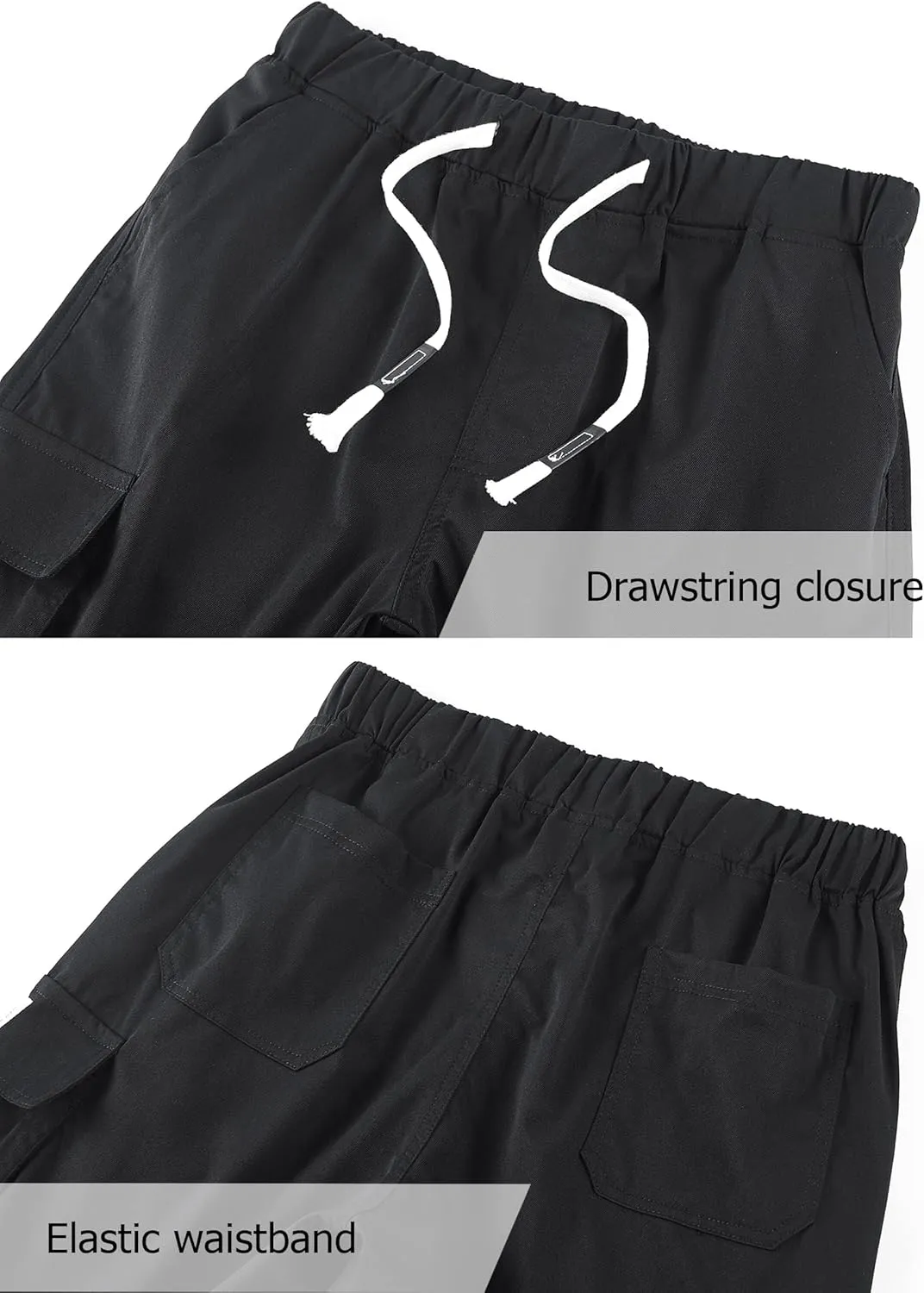Vcansion Women's Casual Elastic Waist Drawstring Relaxed Fit Multi-Pockets Cotton Cargo Shorts