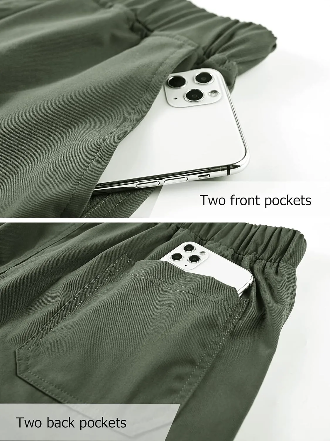 Vcansion Women's Casual Elastic Waist Drawstring Relaxed Fit Multi-Pockets Cotton Cargo Shorts