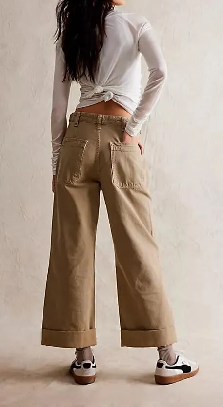 Vintage Baggy Barrel Jeans Mid Rise Wide Leg Boyfriend Horseshoe Jeans for Women Loose Fit Y2k Cuffed Cropped Pants