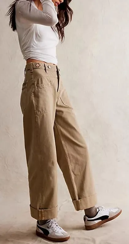 Vintage Baggy Barrel Jeans Mid Rise Wide Leg Boyfriend Horseshoe Jeans for Women Loose Fit Y2k Cuffed Cropped Pants