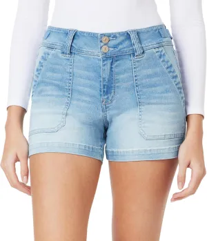 WallFlower Women's Ultra 4" Relaxed Utility Denim Shorts Mid-Rise Insta Soft Juniors