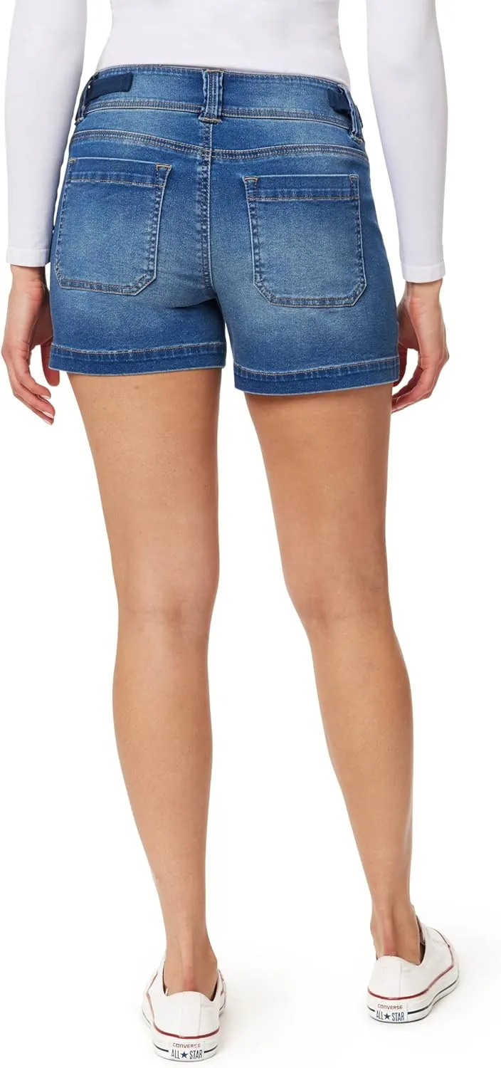 WallFlower Women's Ultra 4" Relaxed Utility Denim Shorts Mid-Rise Insta Soft Juniors