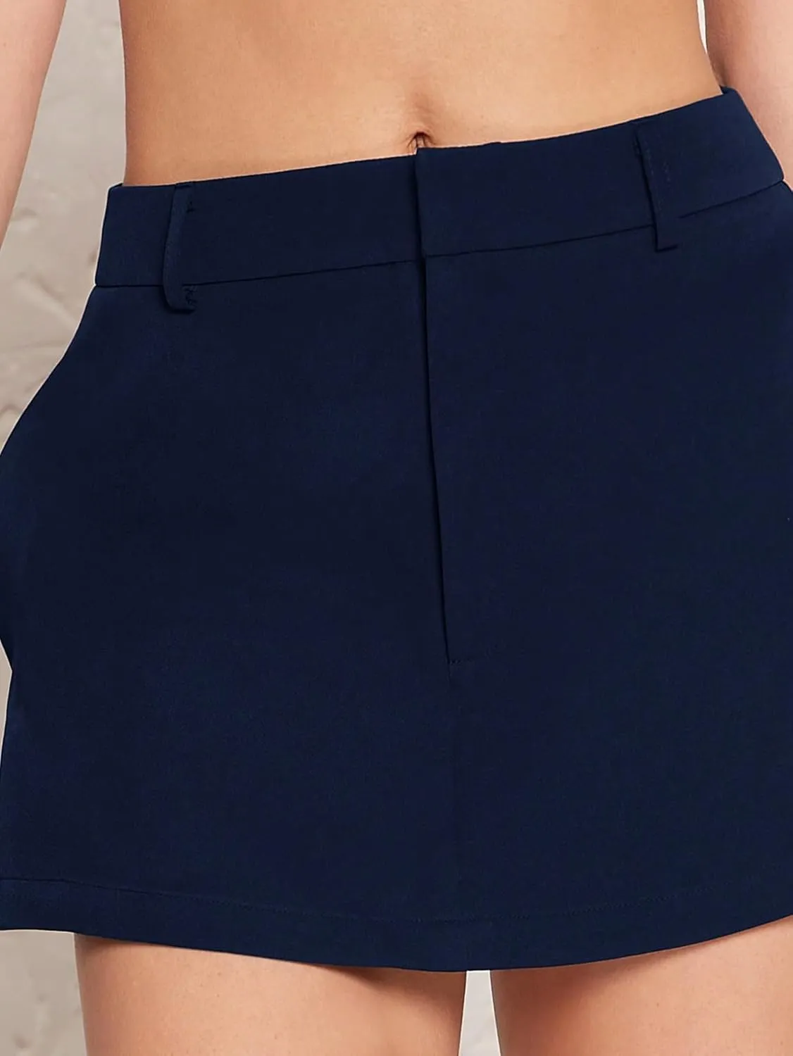 WDIRARA Women's High Waist Button Skort Casual Shorts with Pockets