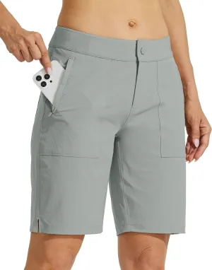 Willit Women's Golf Hiking Shorts 9" Quick Dry Athletic Long Casual Summer Shorts Zipper Pockets Water Resistant Lightweight