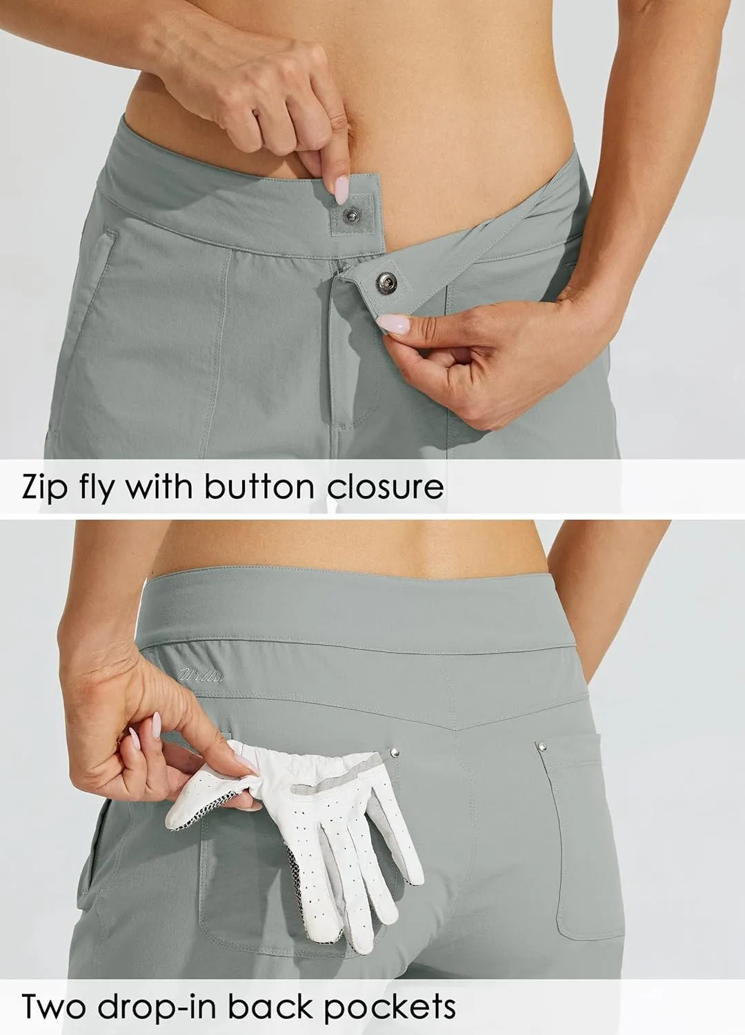 Willit Women's Golf Hiking Shorts 9" Quick Dry Athletic Long Casual Summer Shorts Zipper Pockets Water Resistant Lightweight