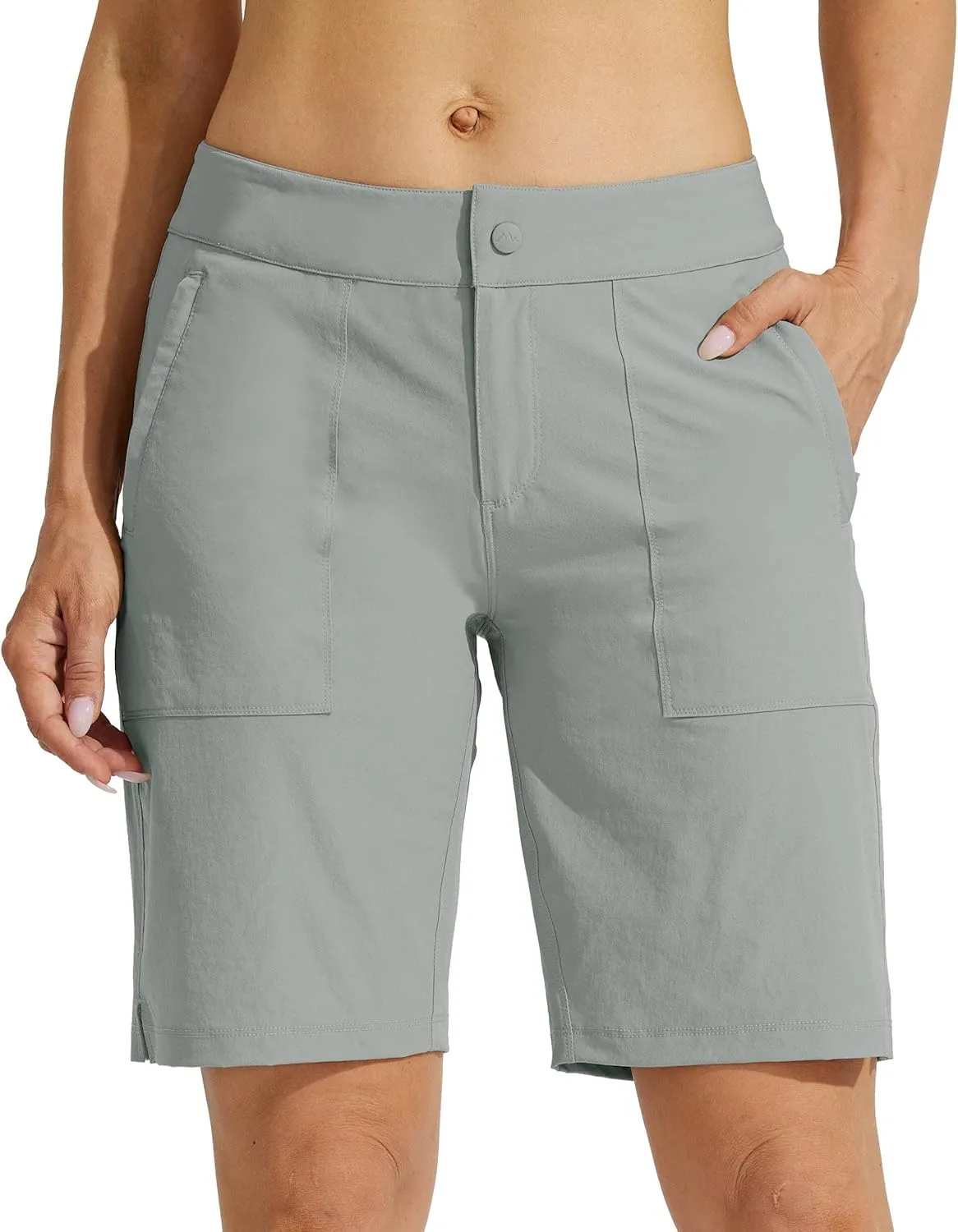 Willit Women's Golf Hiking Shorts 9" Quick Dry Athletic Long Casual Summer Shorts Zipper Pockets Water Resistant Lightweight