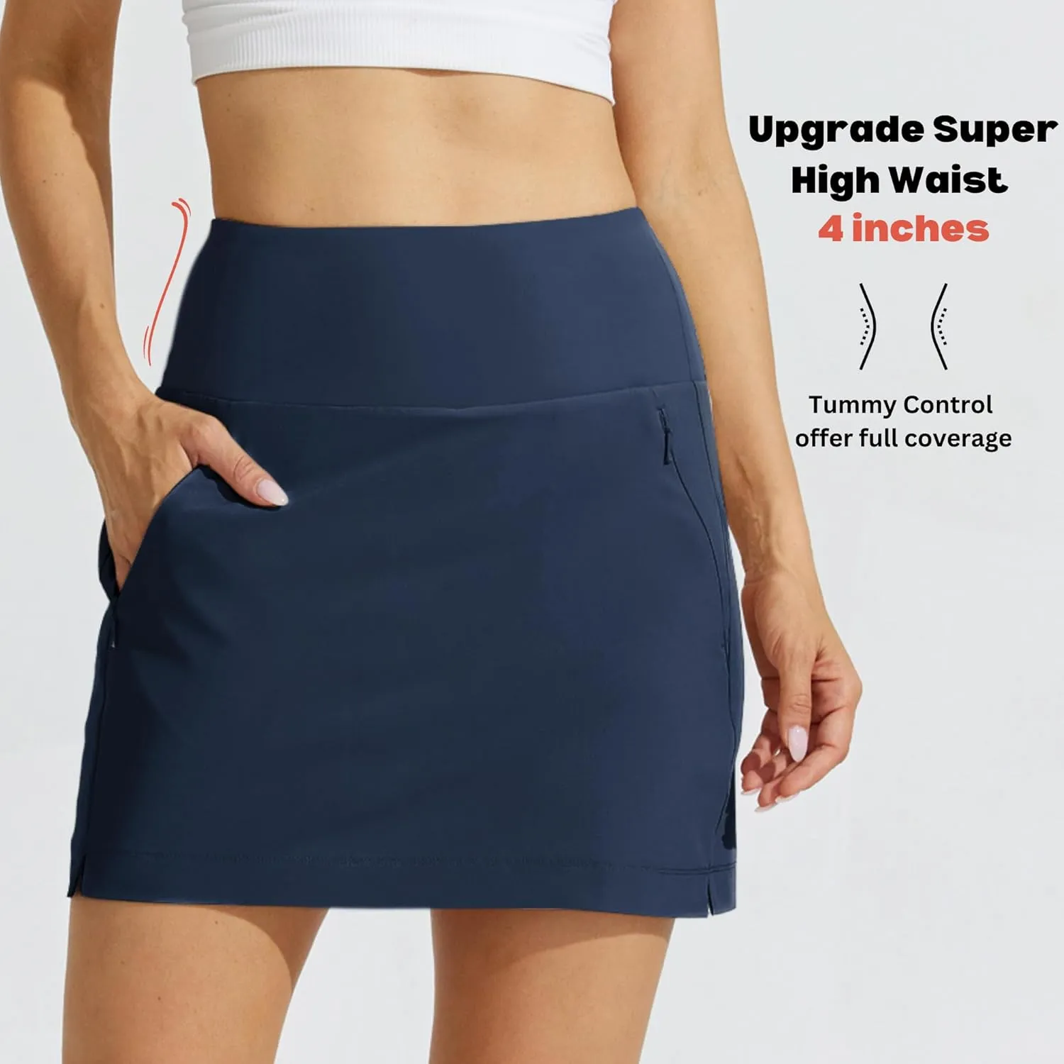 Willit Women's Golf Skirts High Waisted Skorts Quick Dry Athletic Casual Skorts Pockets